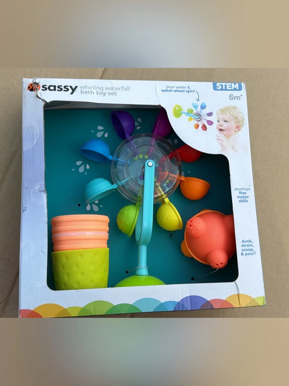 Sassy Whirling Waterfall Bath Toy - Bright Multicolor NWT